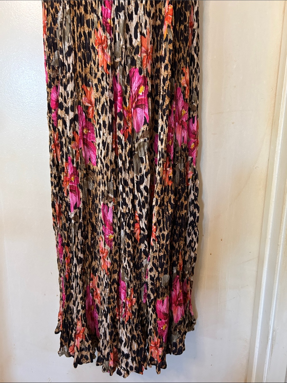 American Angel Vintage Floral and Cheetah Print Crinkle Dress size M - Picture 5 of 11